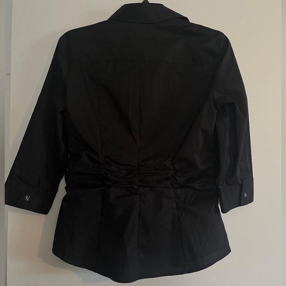 New York & Co NWT Black Ruched M Button Down Blouse - Picture 3 of 7